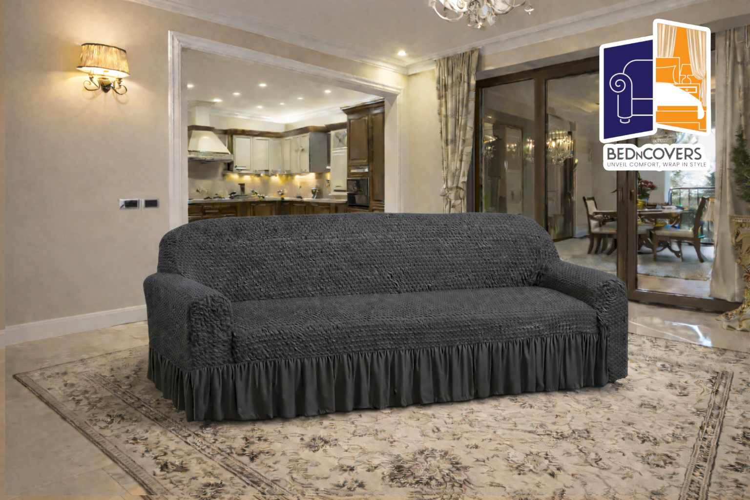 Butterfly Sofa Cover Grey