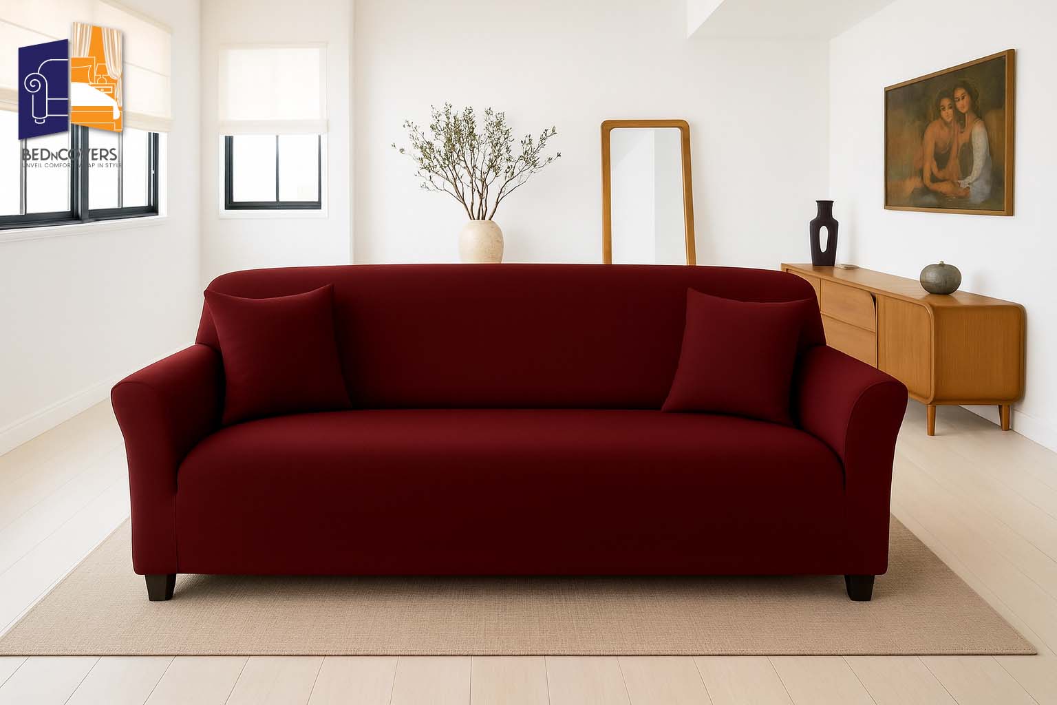 Jersey Sofa Covers - Maroon