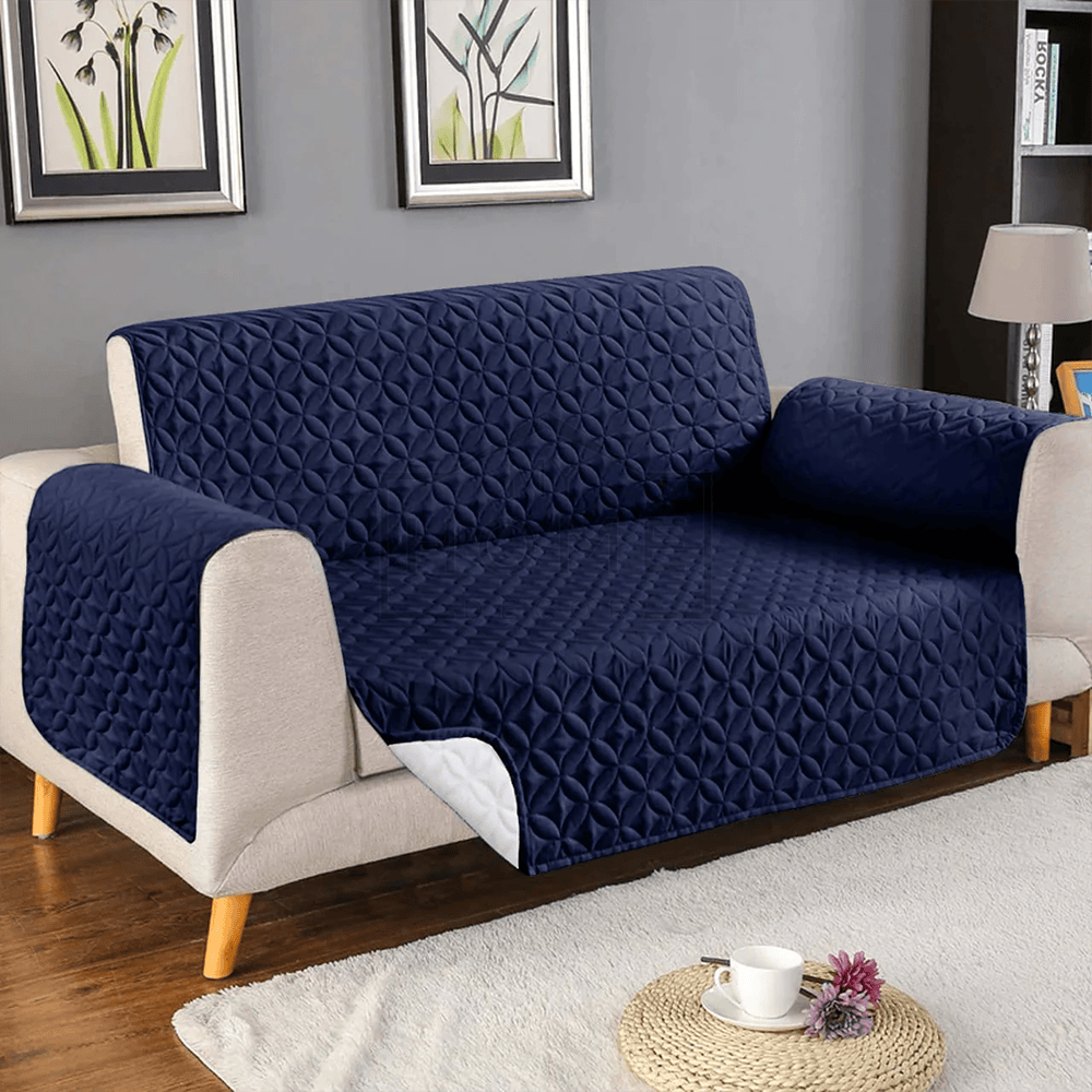 Quilted Protectors Sofa Covers - Navy Blue