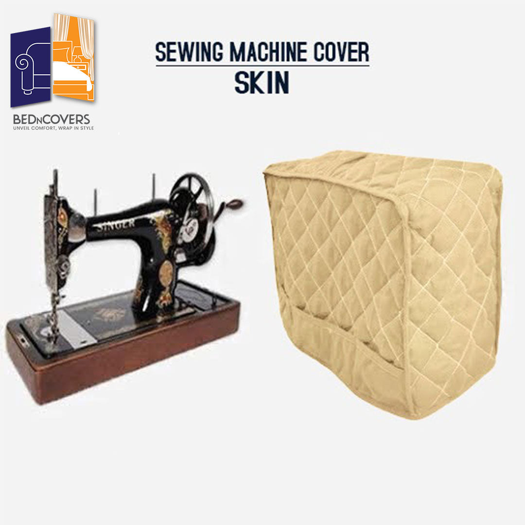 Dust Proof Sewing Machine Quilted Cover - Cream