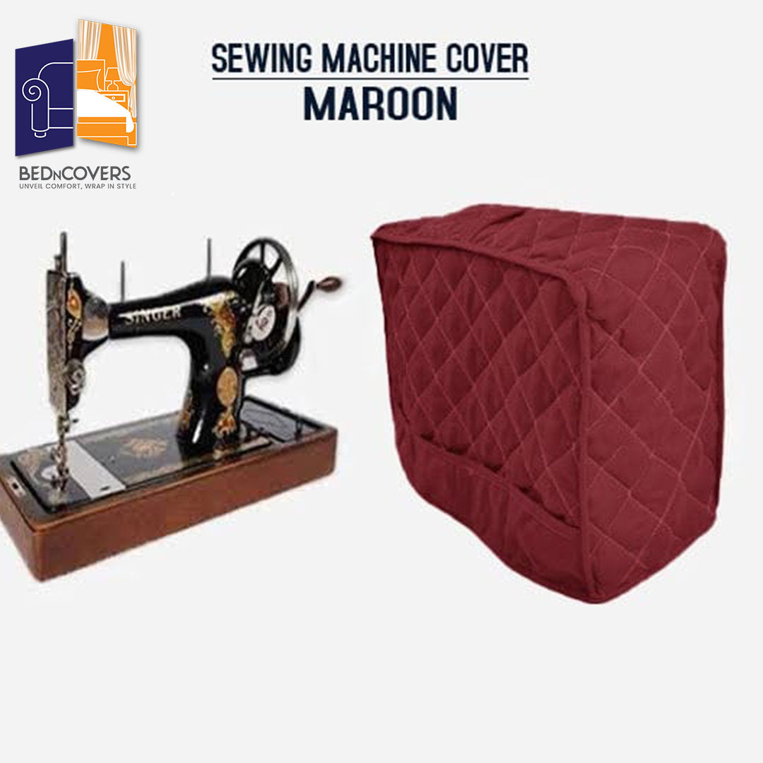 Dust Proof Sewing Machine Quilted Cover - Maroon