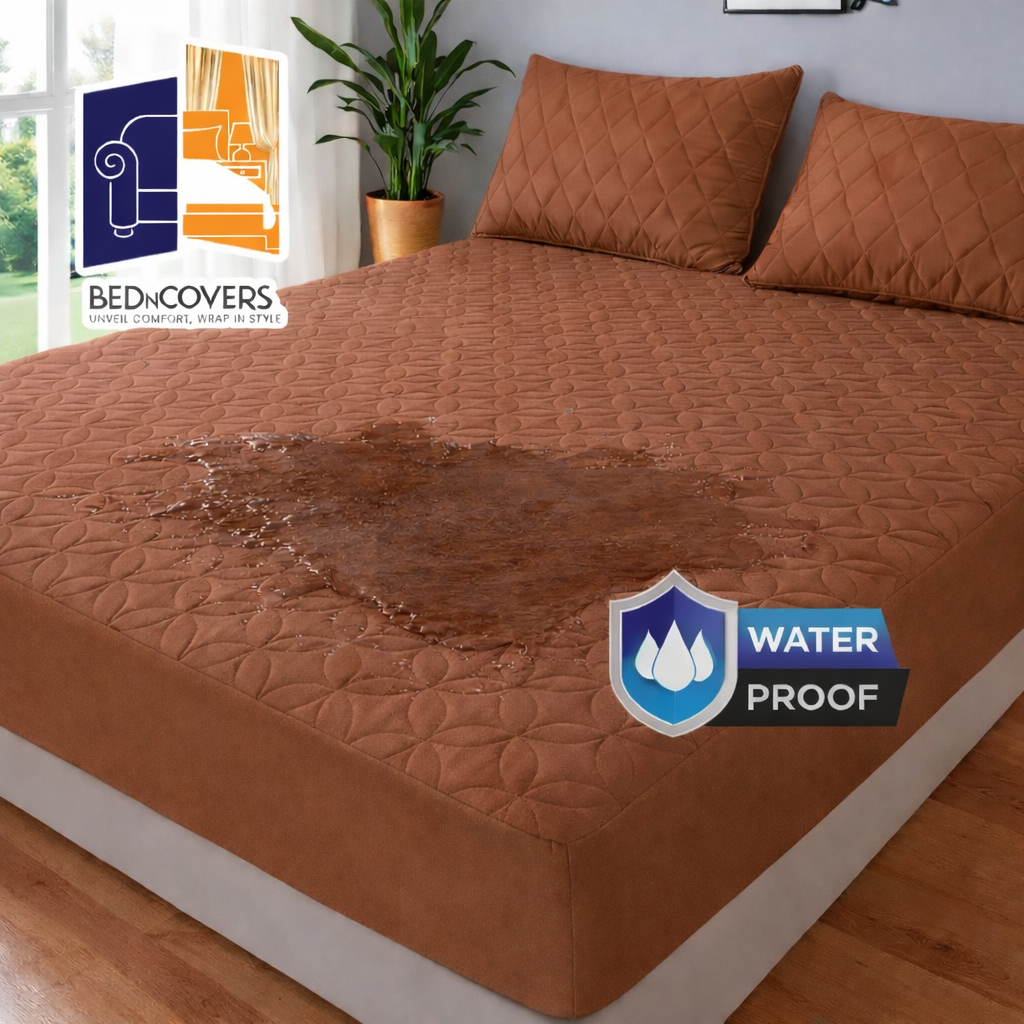WATERPROOF QUILTED MATTRESS COVER-COPPER
