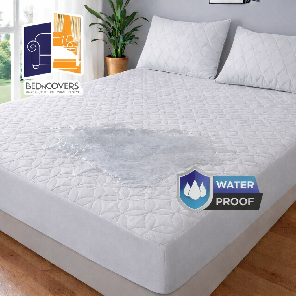 WATERPROOF QUILTED MATTRESS COVER-WHITE