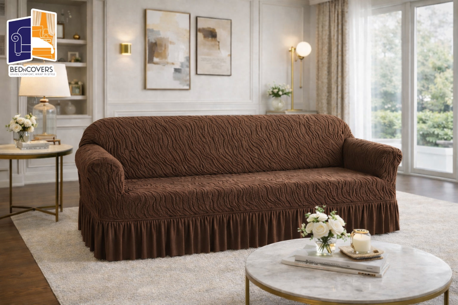 Zebra Style Sofa Cover-Brown