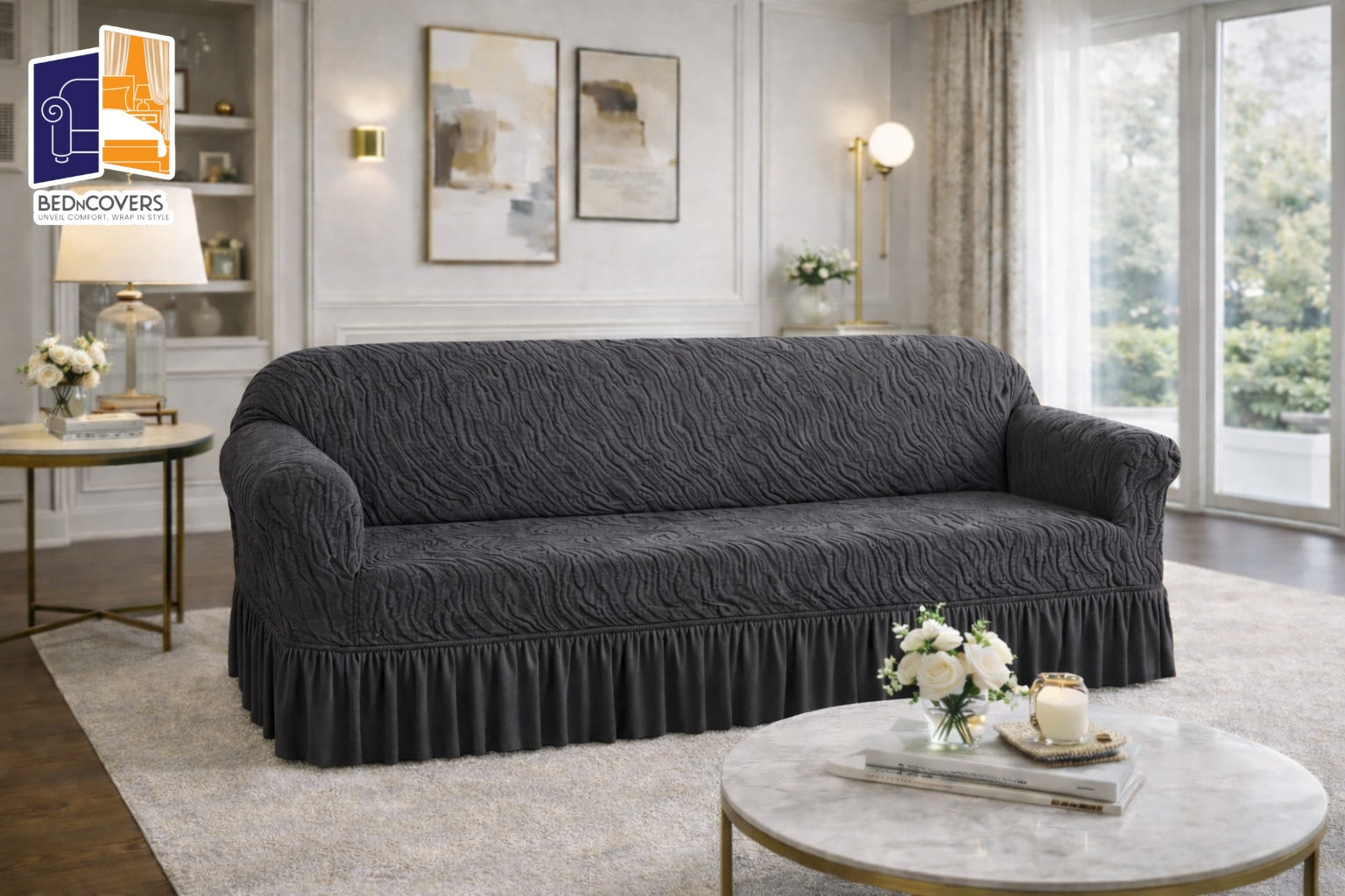 Zebra Style Sofa Cover-Gray