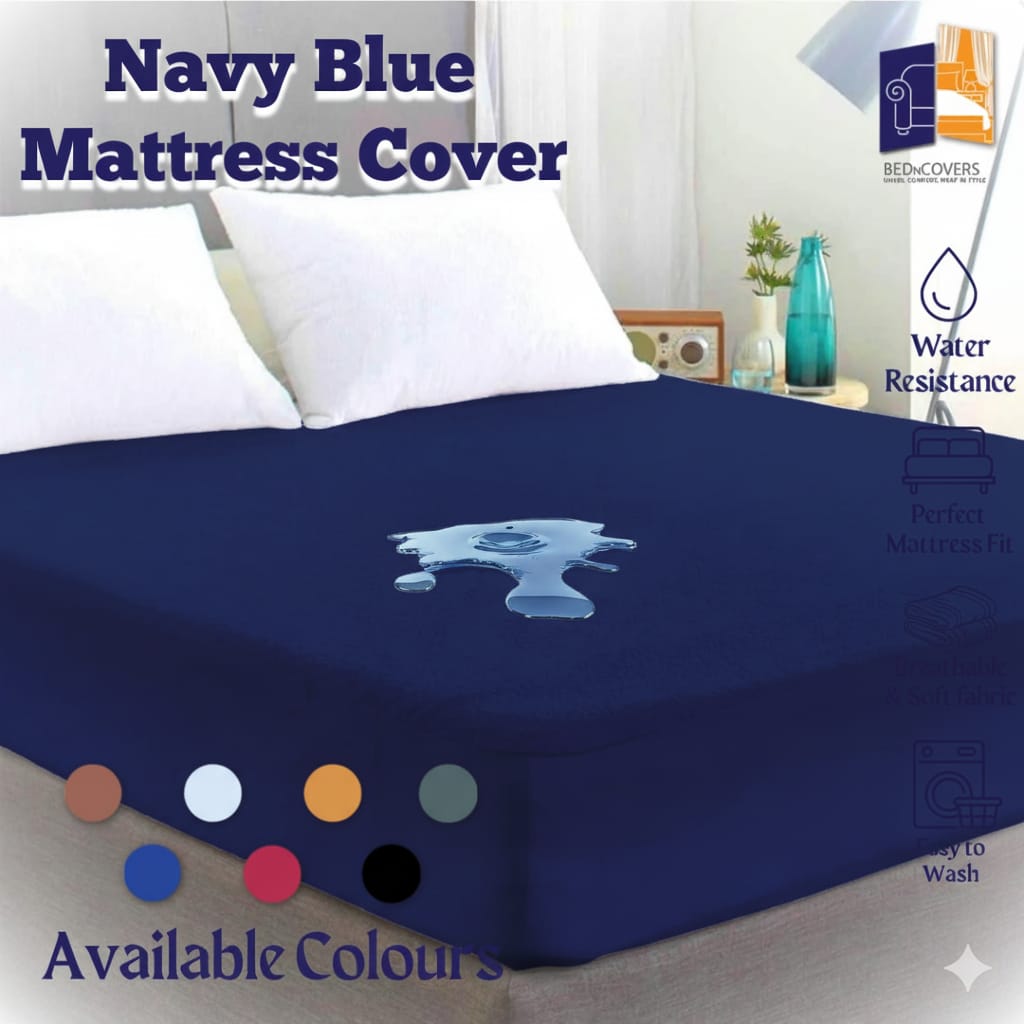 Waterproof Mattress Cover - Navy Blue