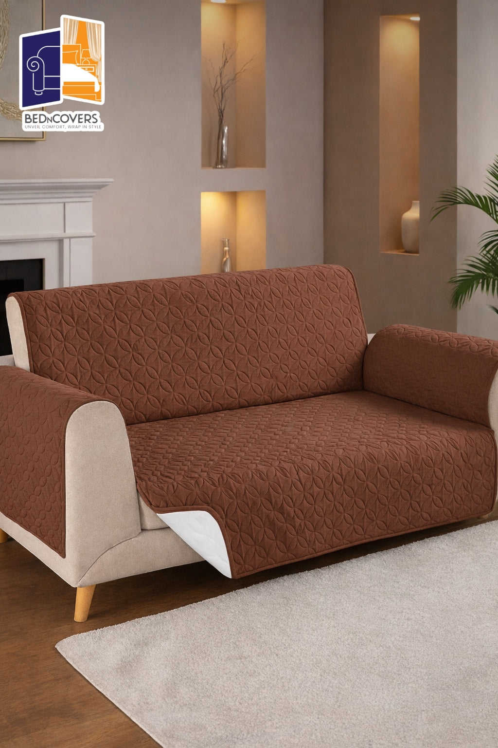 Quilted Protectors Sofa Covers - Brown