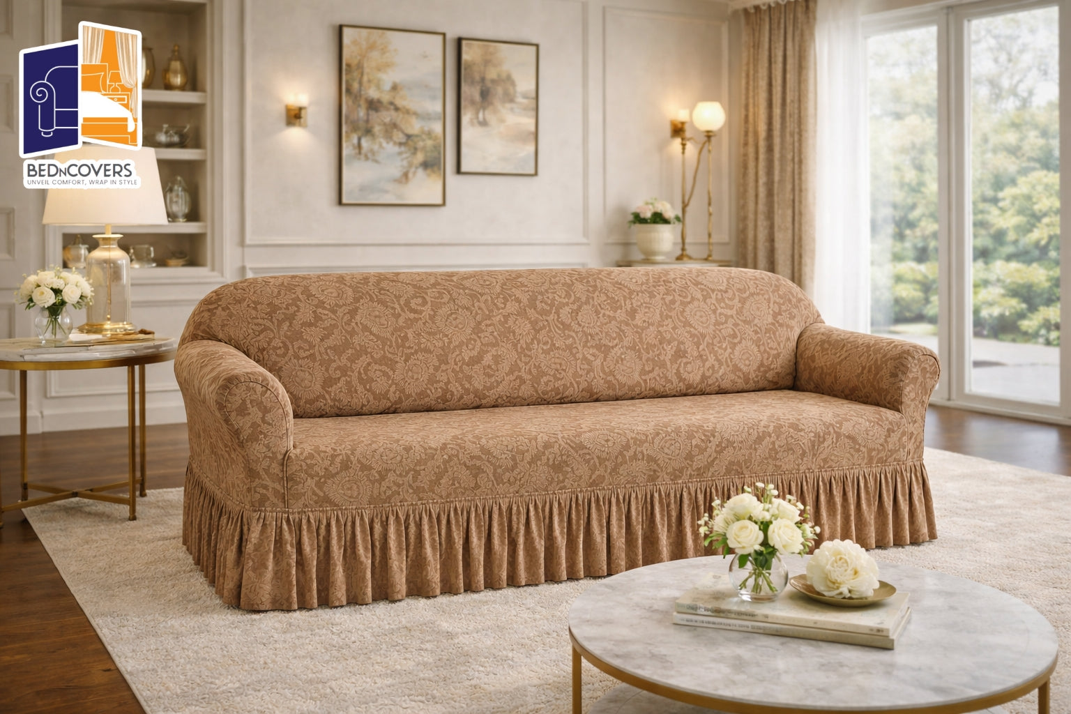 Palachi Style Sofa Cover-Golden