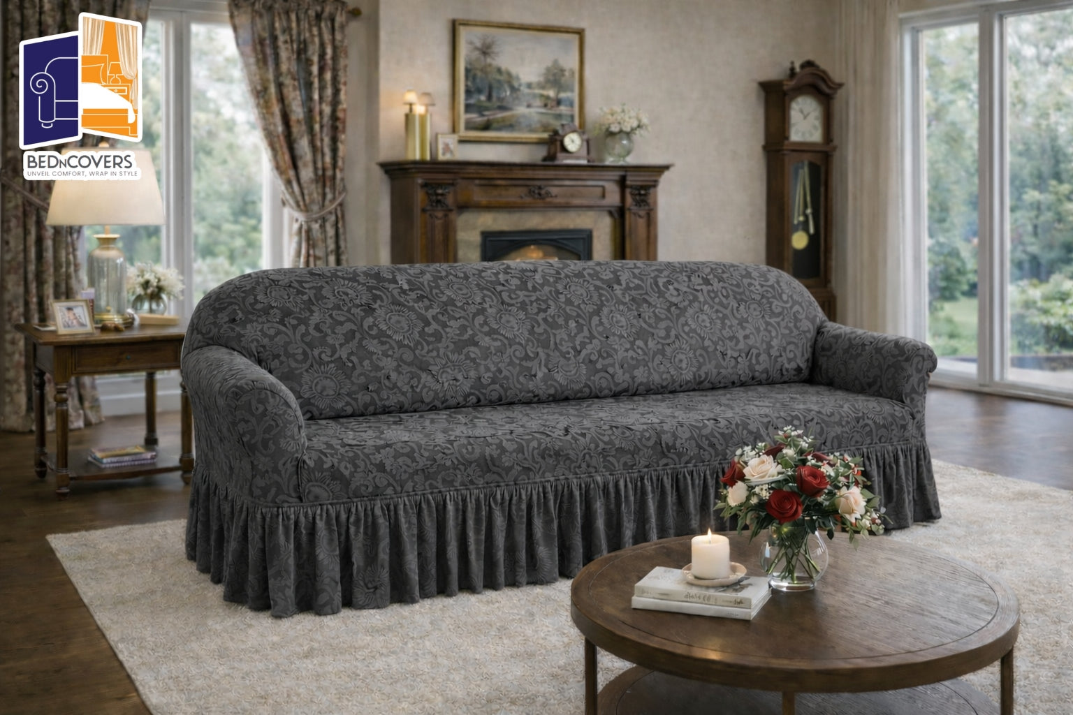 Palachi Style Sofa Cover-Grey