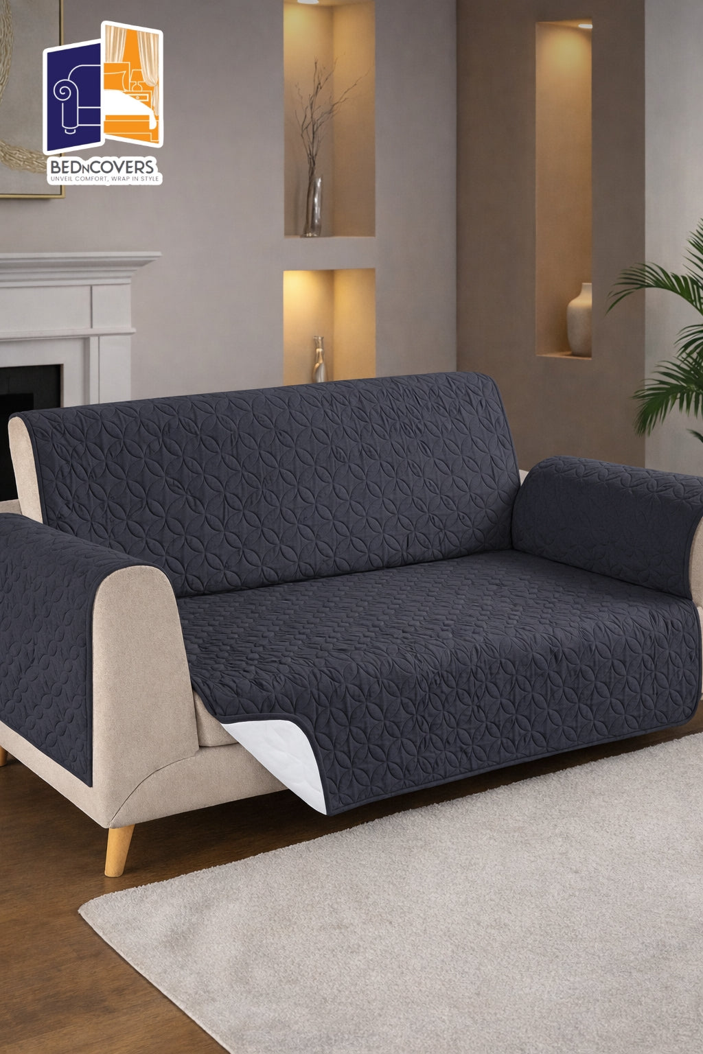 Quilted Protectors Sofa Covers - Grey