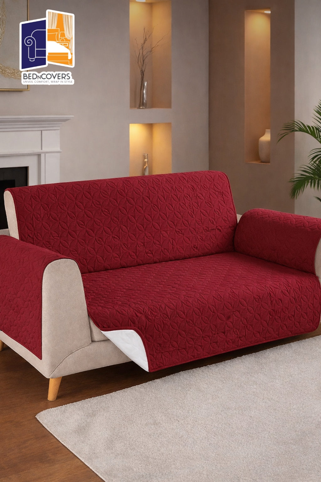 Quilted Protectors Sofa Covers - Maroon